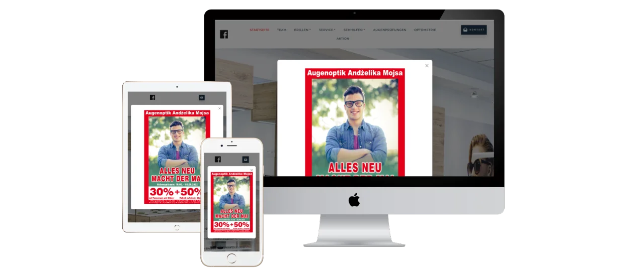 Firmenwebseite für Augenoptiker - Andzelika Mojsa Templin
